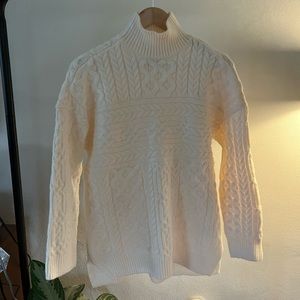 Abercrombie & Fitch funnel neck White Cable Sweater NWOT